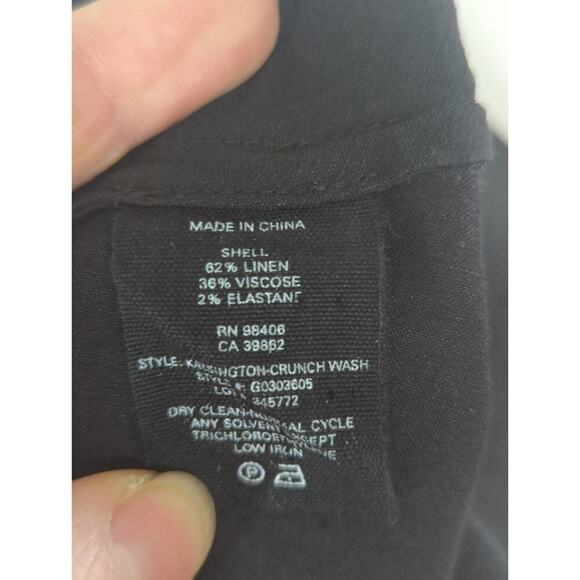 Theory Black V-Neck Sleeveless Linen Blend Narida Crunch Mini Flare Dress Size 6 - Picture 9 of 11